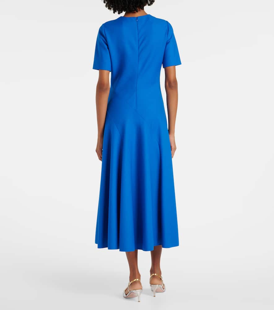 Draped wool-blend midi dress
