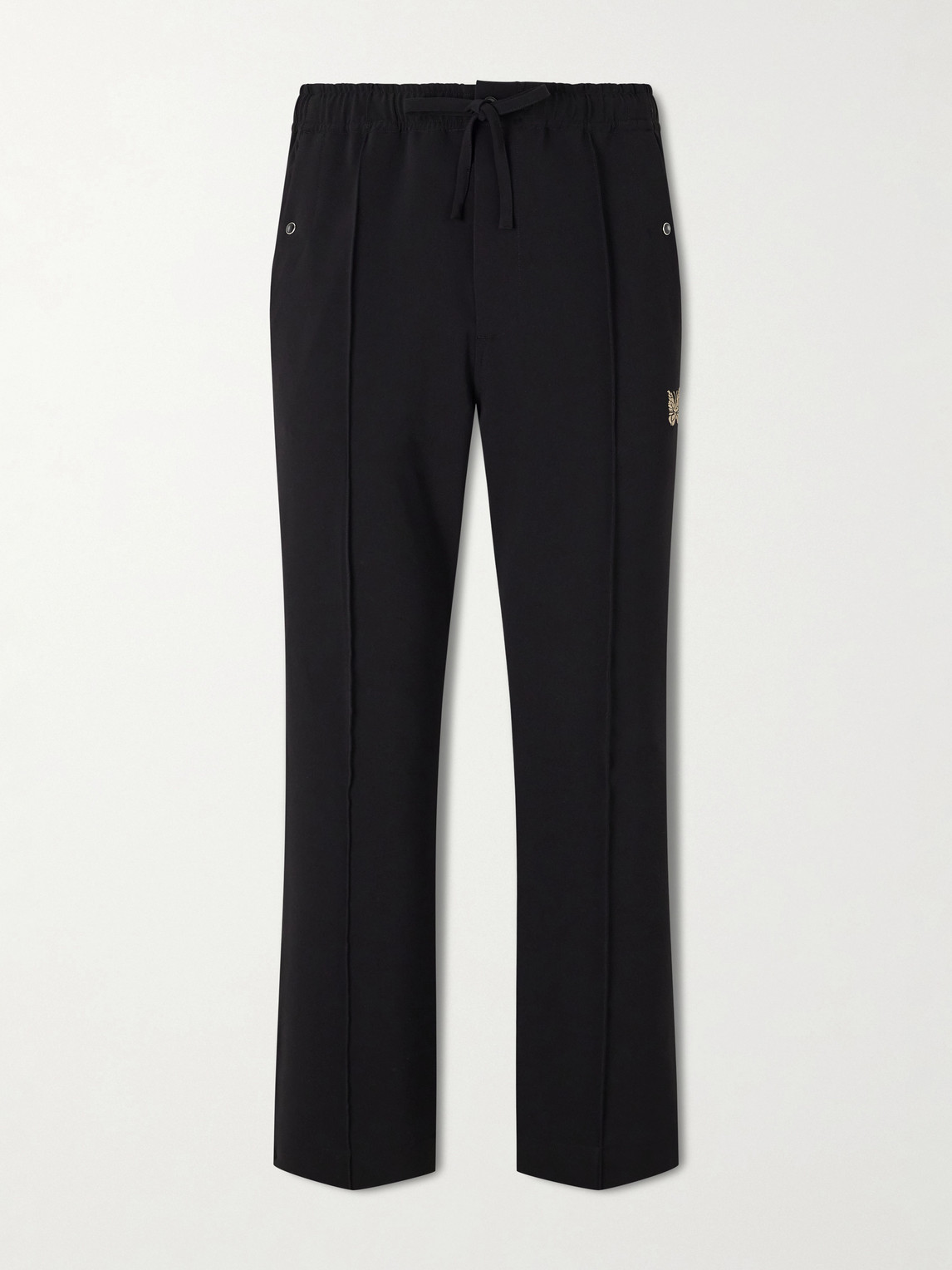 Piping Cowboy Straight-Leg Embroidered Woven Trousers - Men - Black