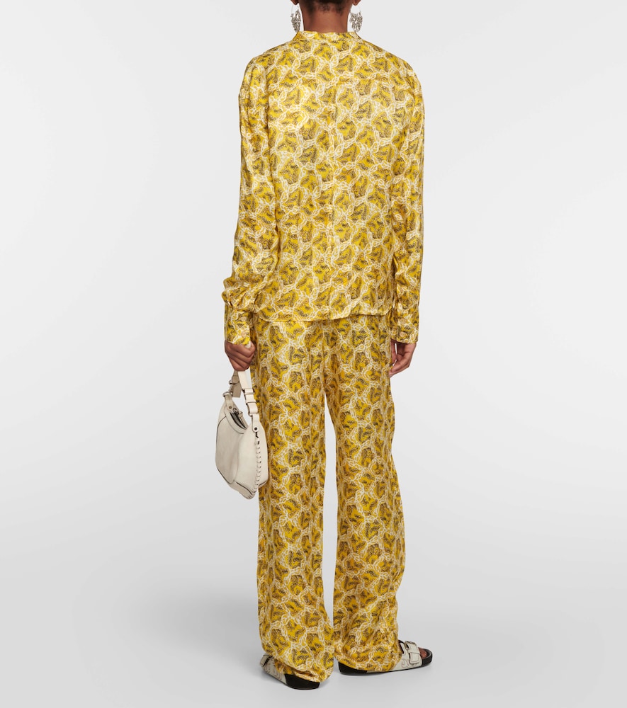 Printed silk-blend blouse