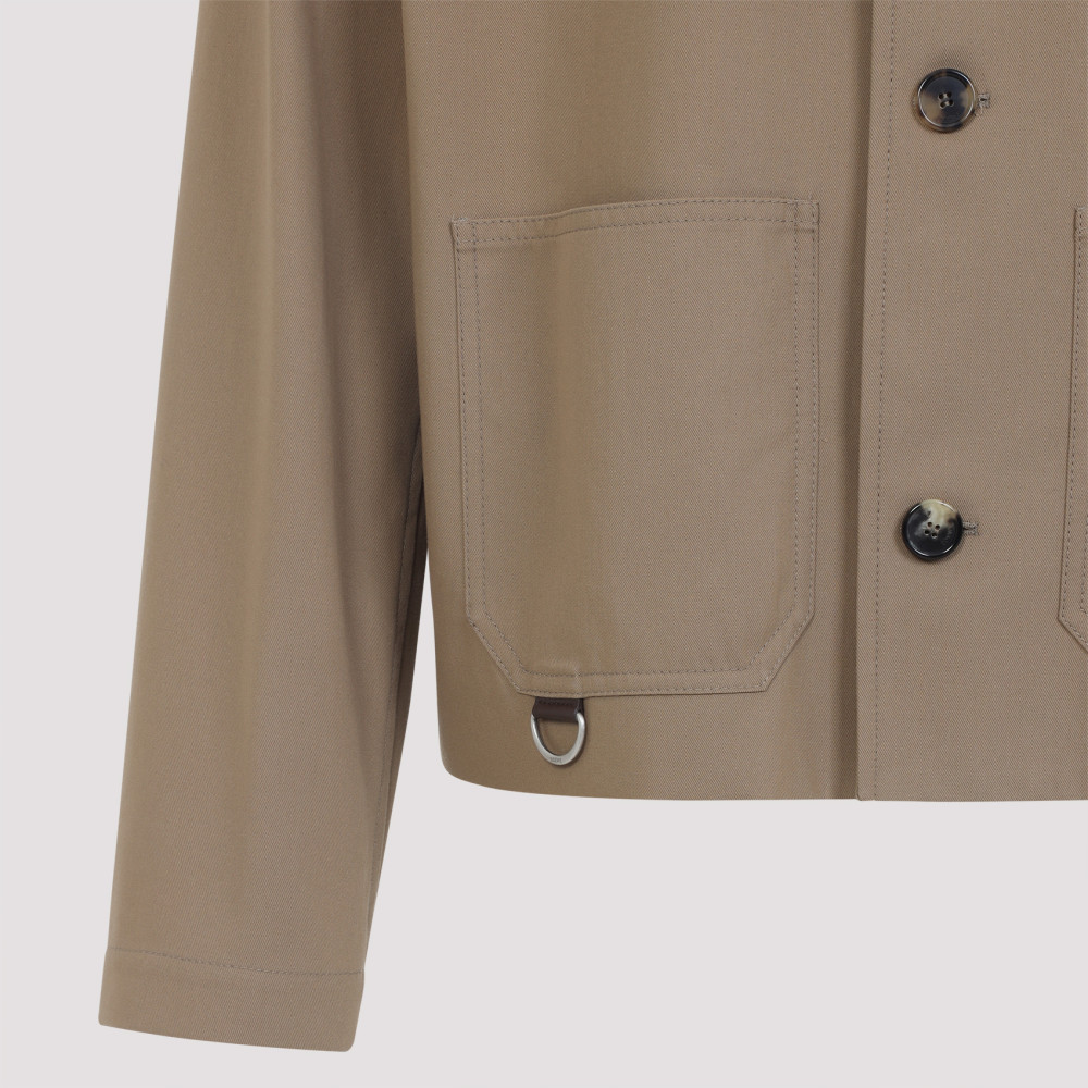 Beige Long Sleeves Logo Jacket