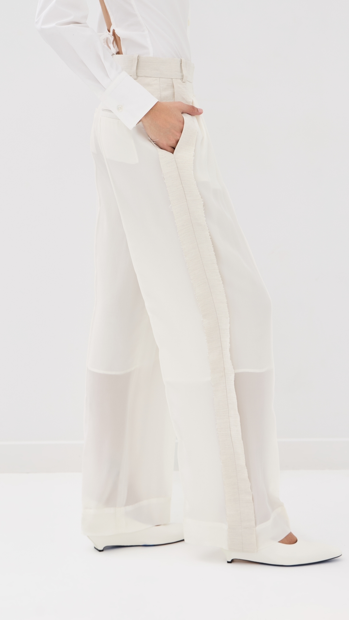 Flow Gathered Silk Pants Ivory