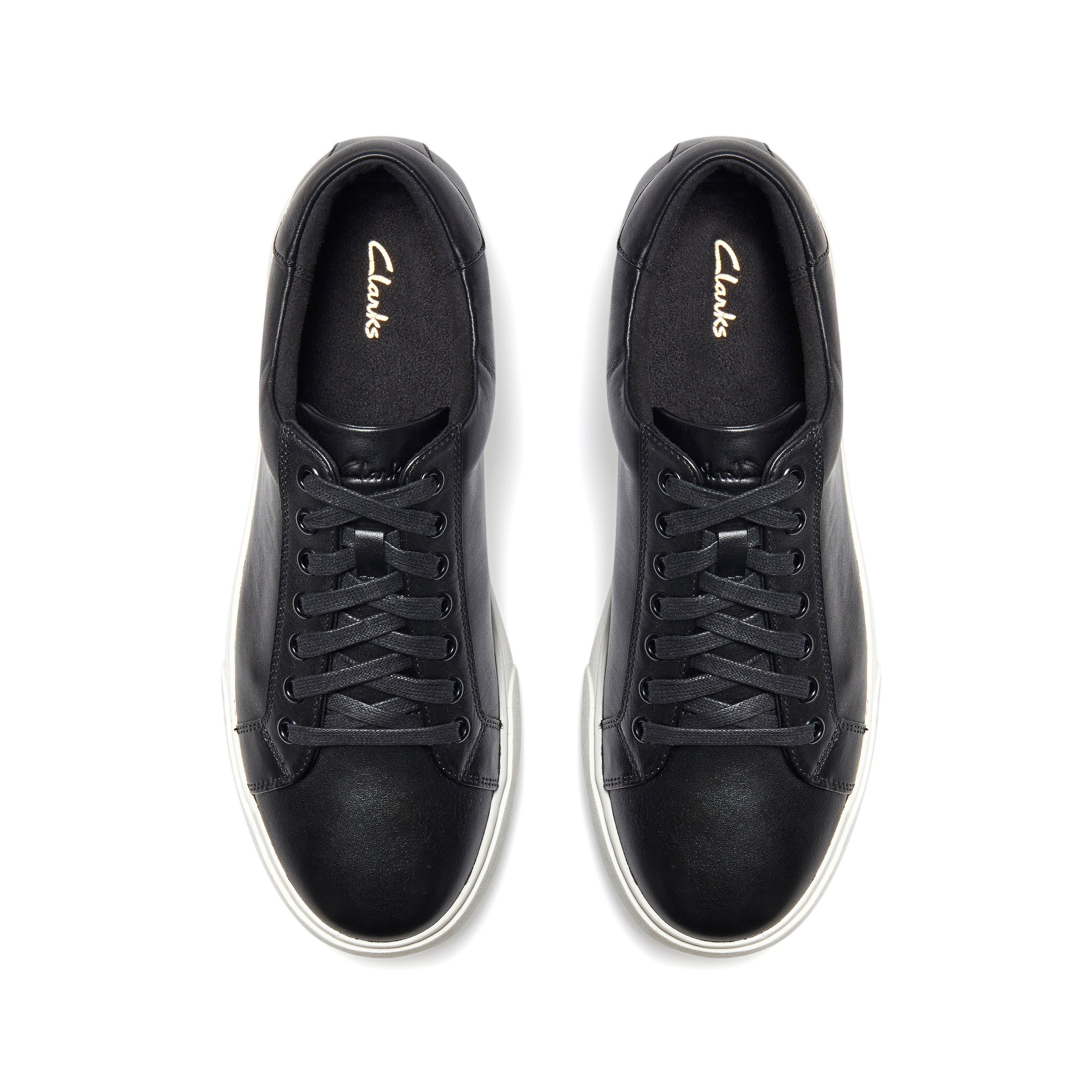 Clarks Men's Lockton Lace Black Leather Trainers | : 10/Standard Fit