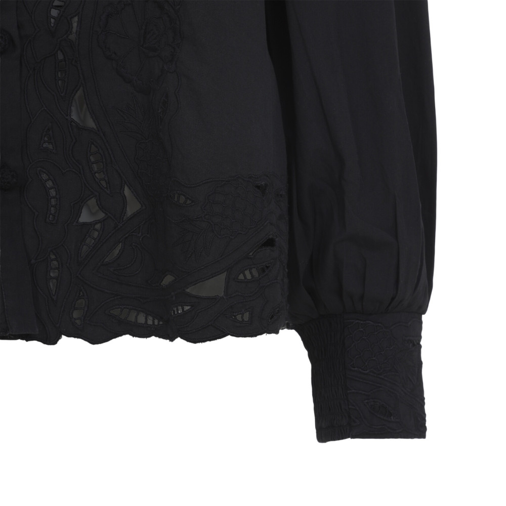 Black Regular Embroidered Shirt