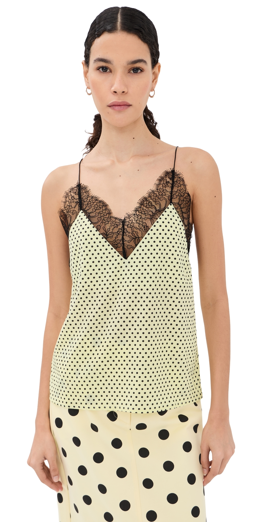 Layla Silk Top Lemon Polka Dot