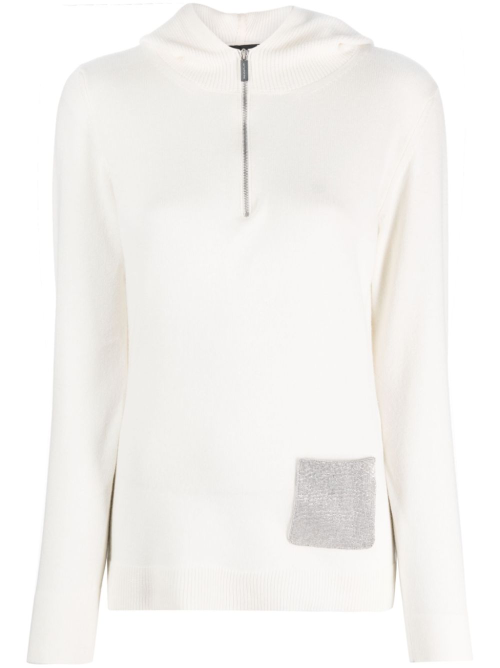 Ball-chain embellished hoodie - White