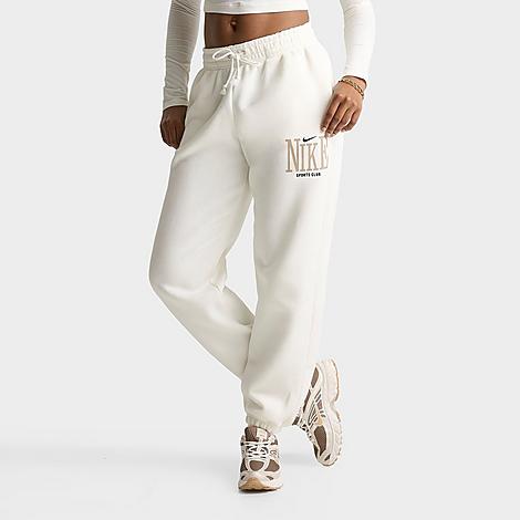 Women's Sportswear Phoenix Fleece Sports Club Oversized High-Waisted Jogger Pants in Sail/Black