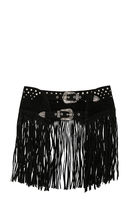 Understated Leather Fringe Studded Belt in Black.  XS. Also in L, M