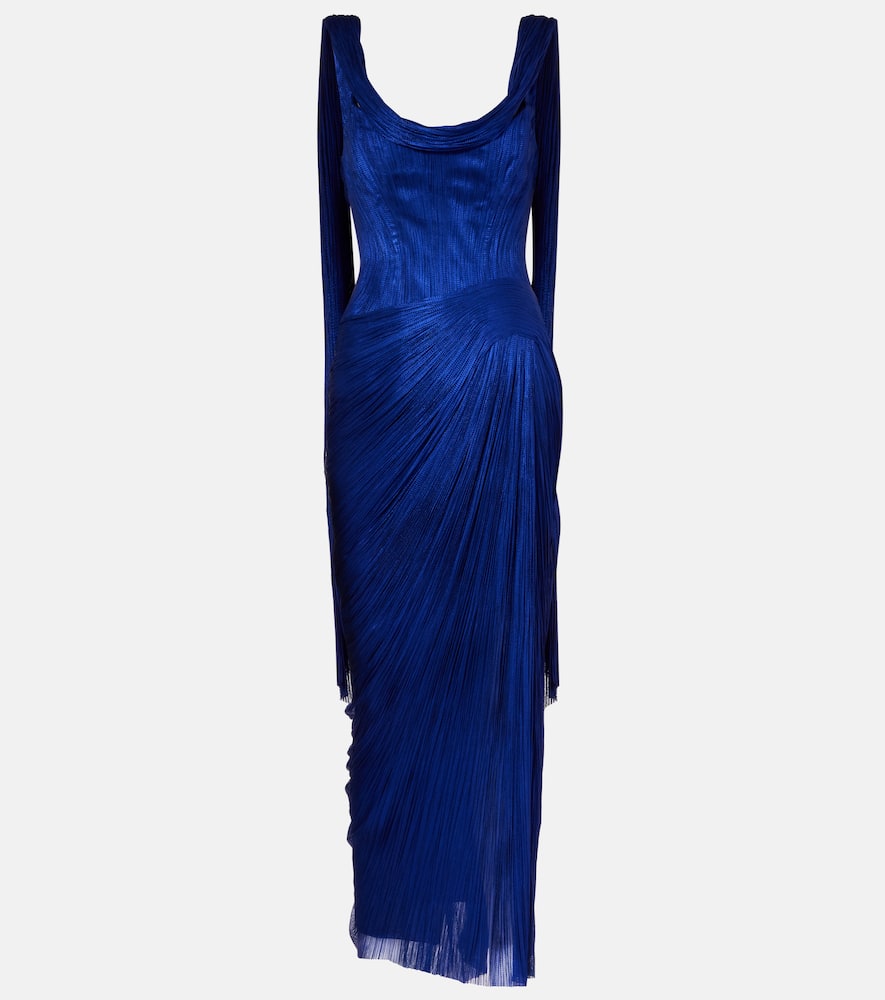 Faye metallic silk tulle bustier gown