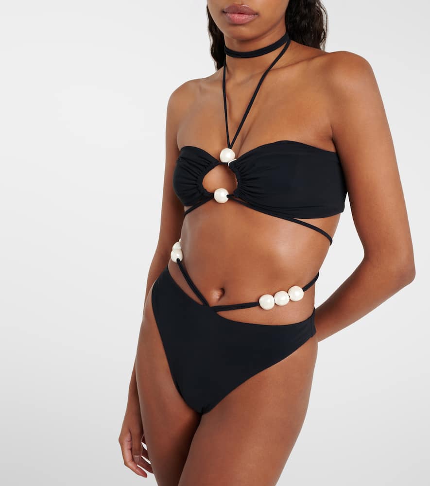 Beaded bandeau bikini top