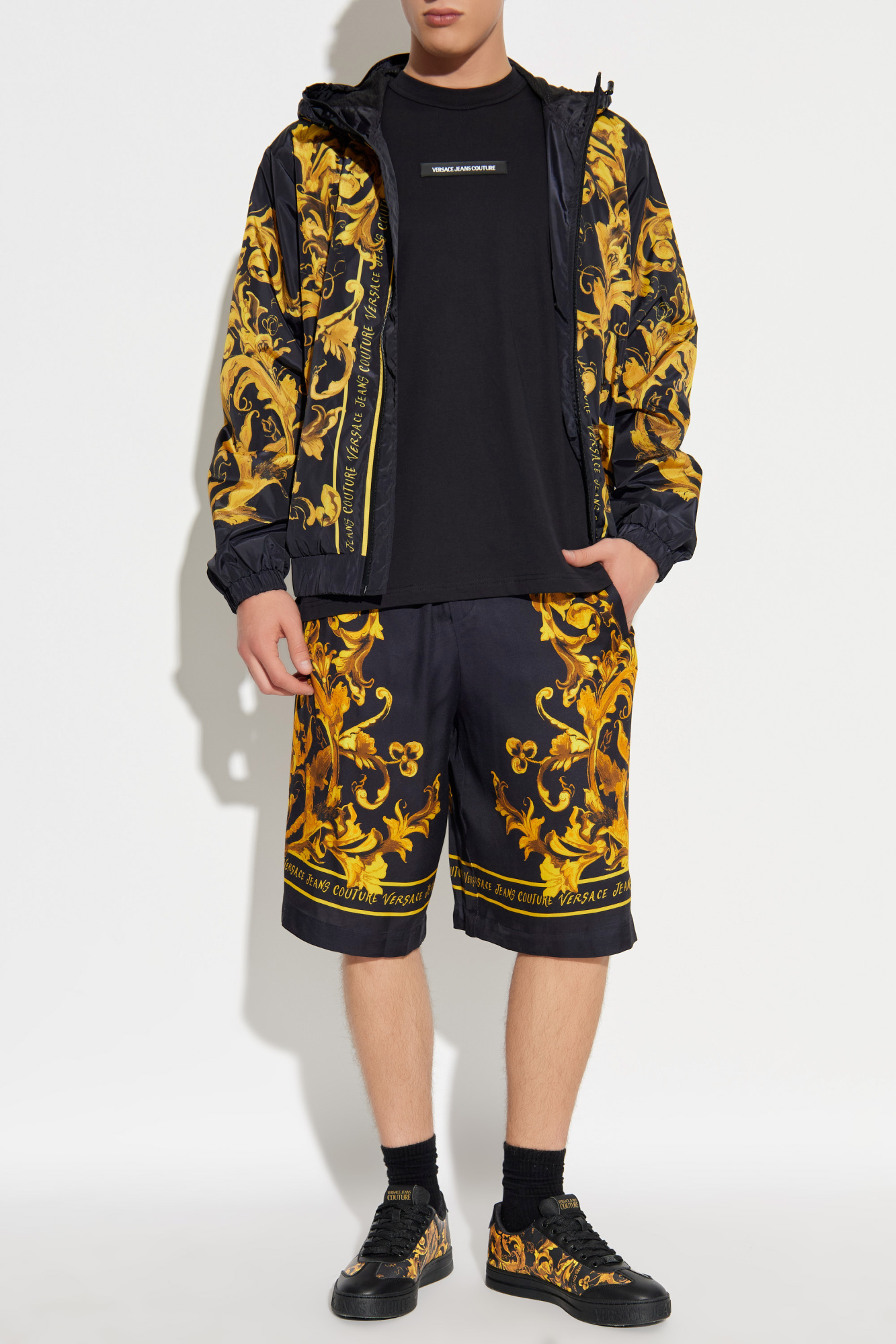 Shorts With 'barocco' Print, Men's, Black