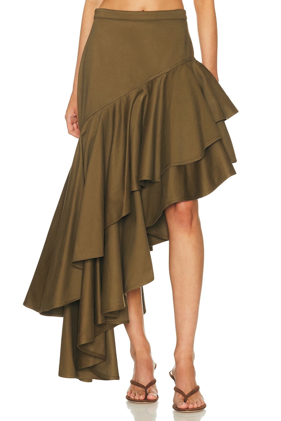 Adam Lippes Cortes Skirt in Military Green - Olive.  6 also in