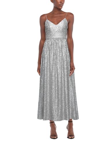 Woman Maxi dress Silver Size 8 Polyester