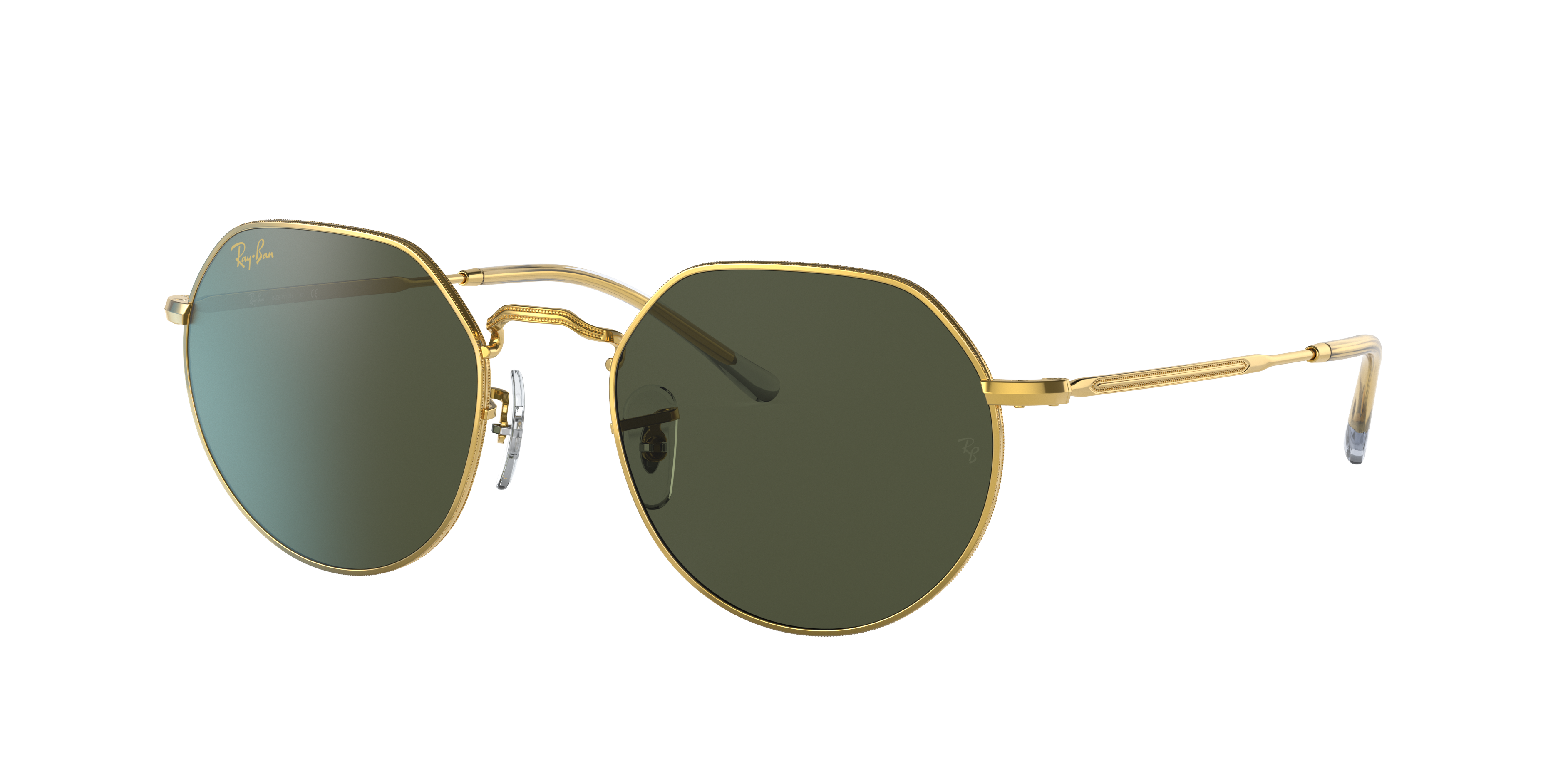 RAY-BAN Unisex Sunglasses RB3565 Jack  -  Frame color: Gold, Lens color: Green