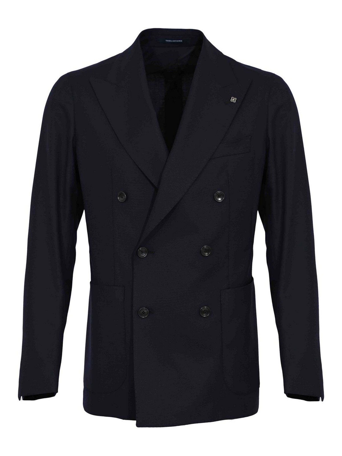 Double-breasted jacket in blue virgin wool