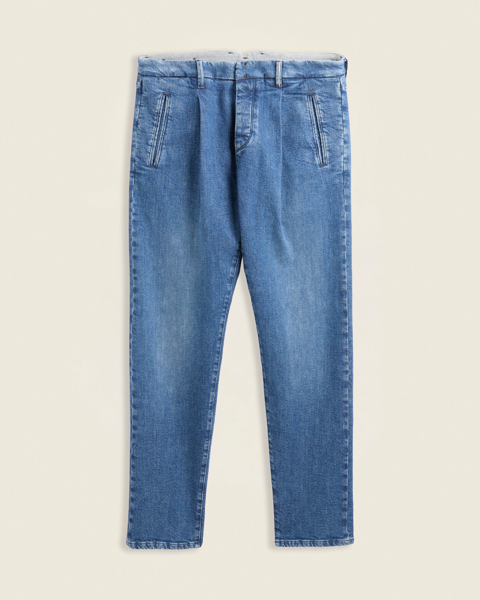 Tapered fit stretch denim trousers dark blue