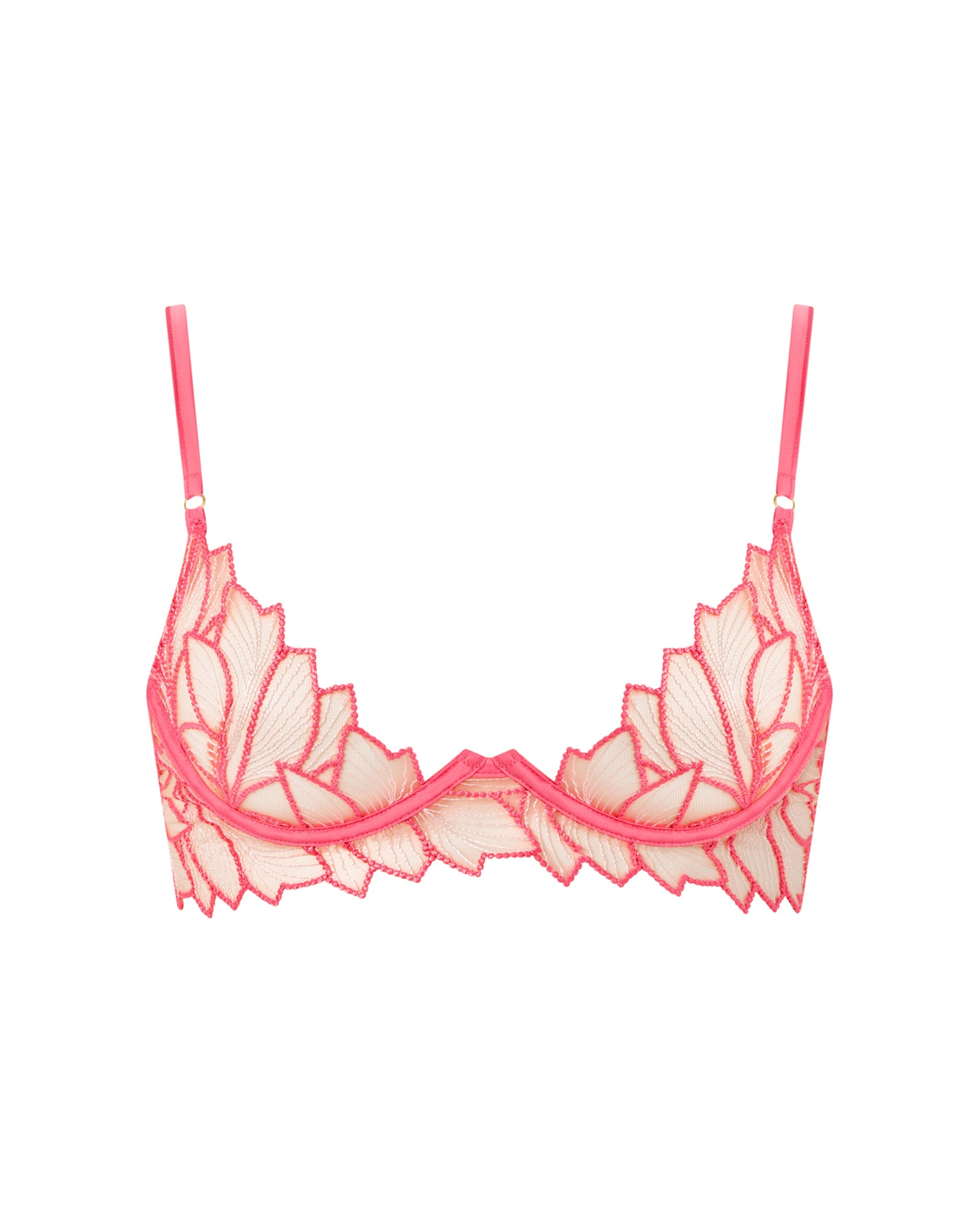 Bluebella Eden Sheer Longline Bra Pink Lemonade/White