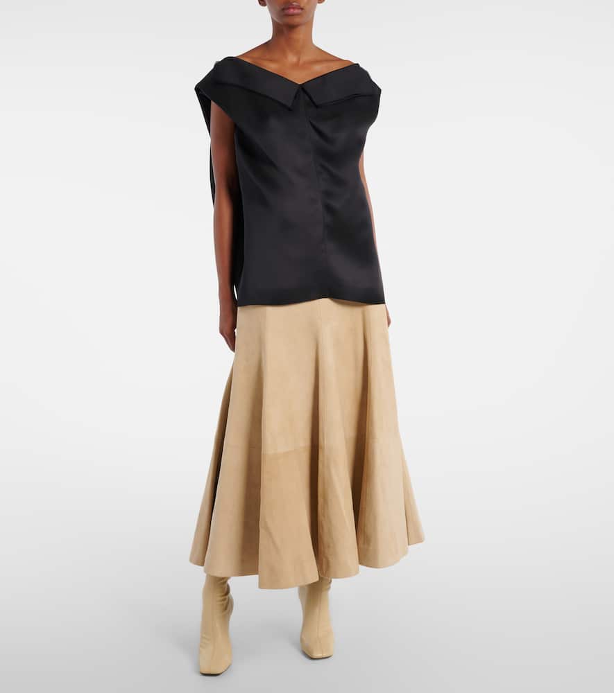 Lenno suede midi skirt