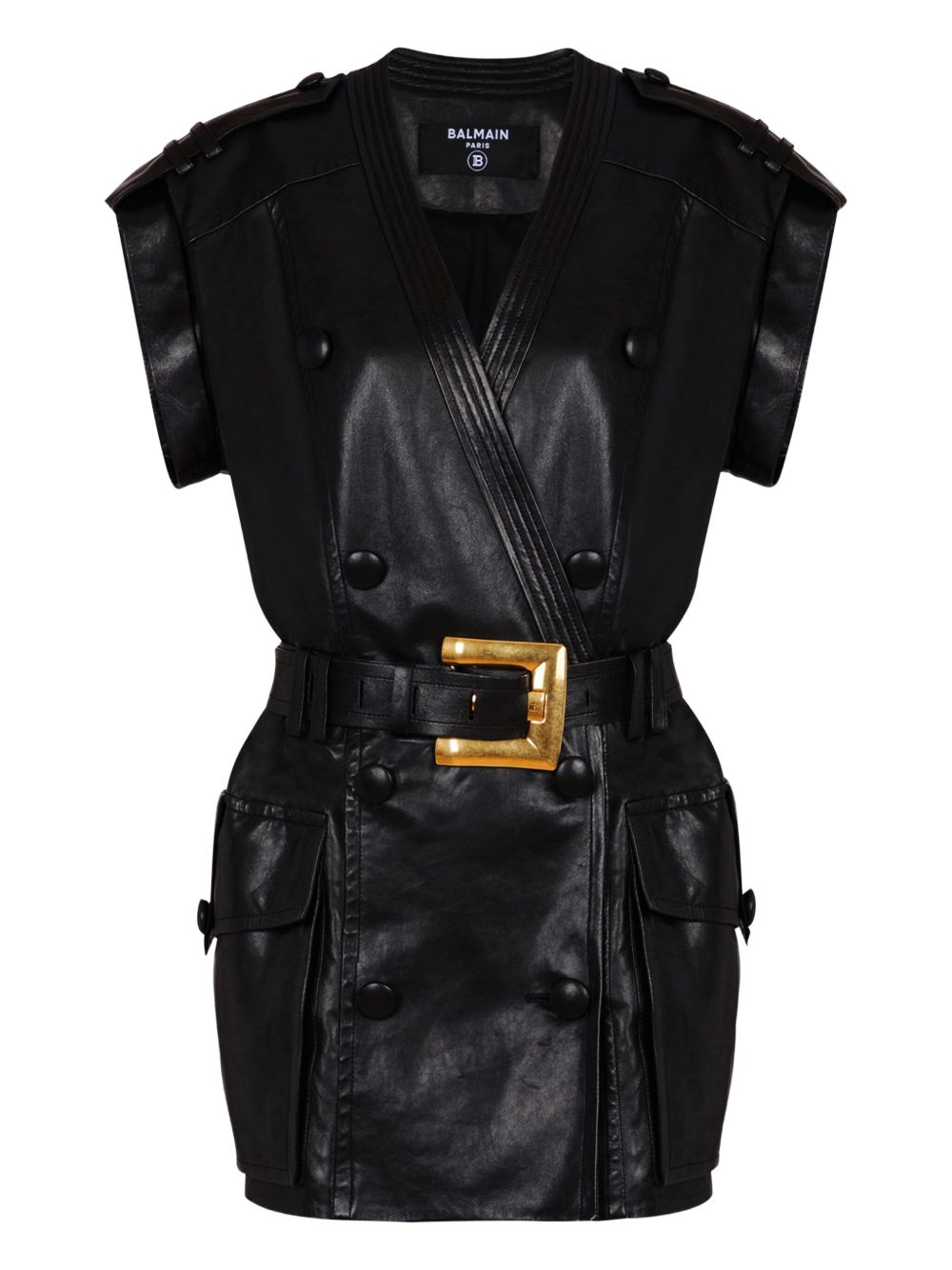 Belted mini dress - Black