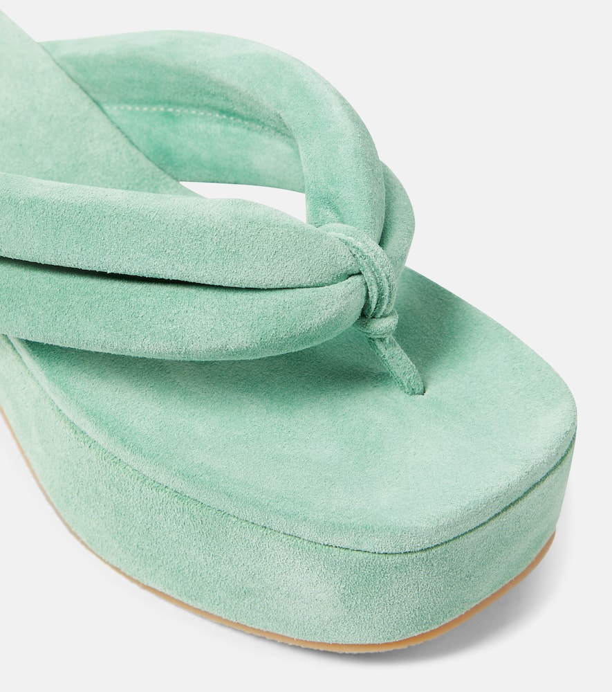 Suede platform thong sandals