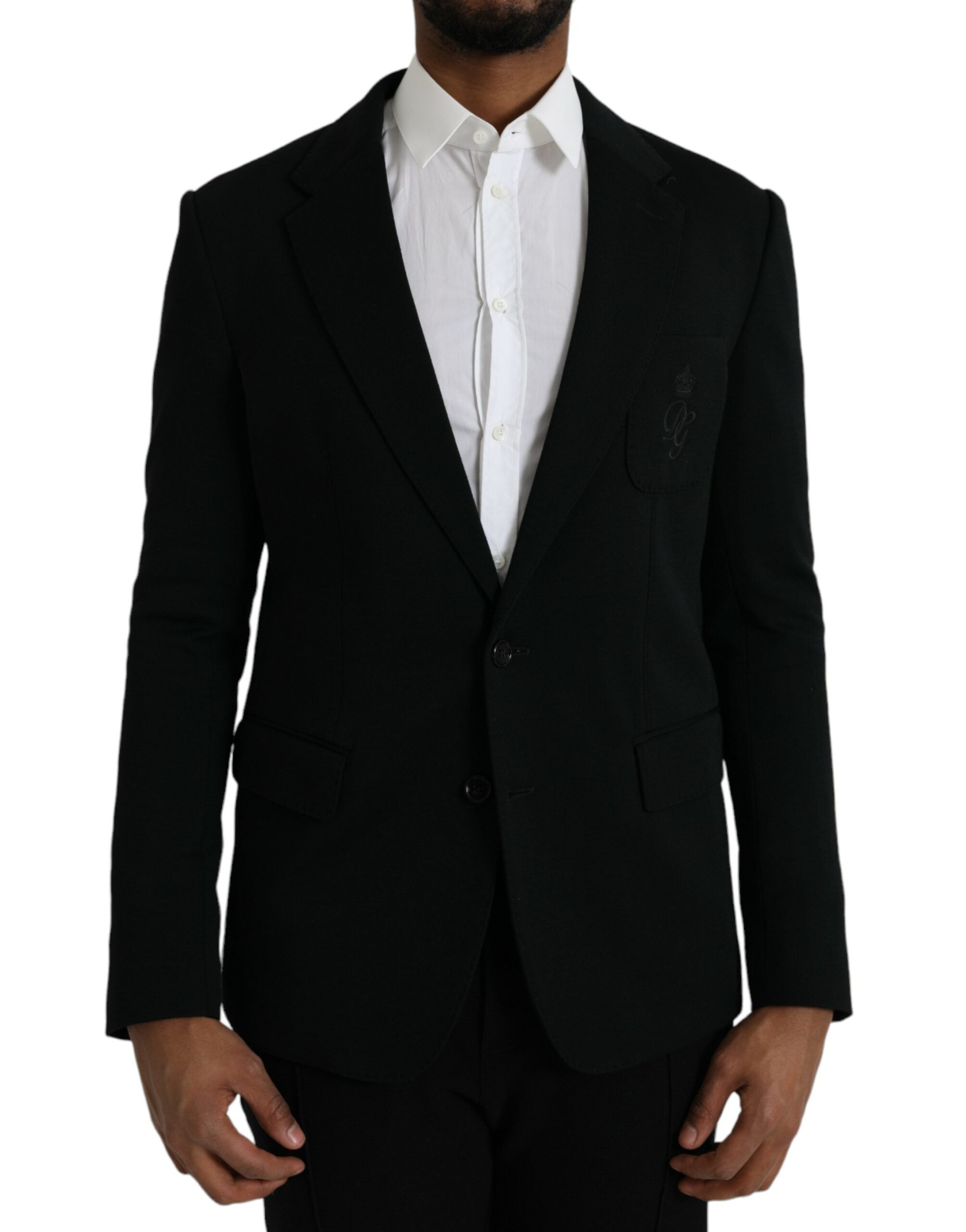 Virgin Wool Single-Breasted Blazer — Black
