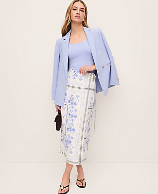 Ann Taylor Petite Floral Wrap Midi Skirt