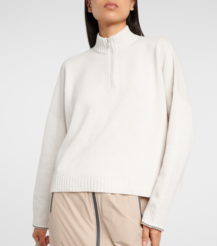 Wool, cashmere, and silk half-zip sweater