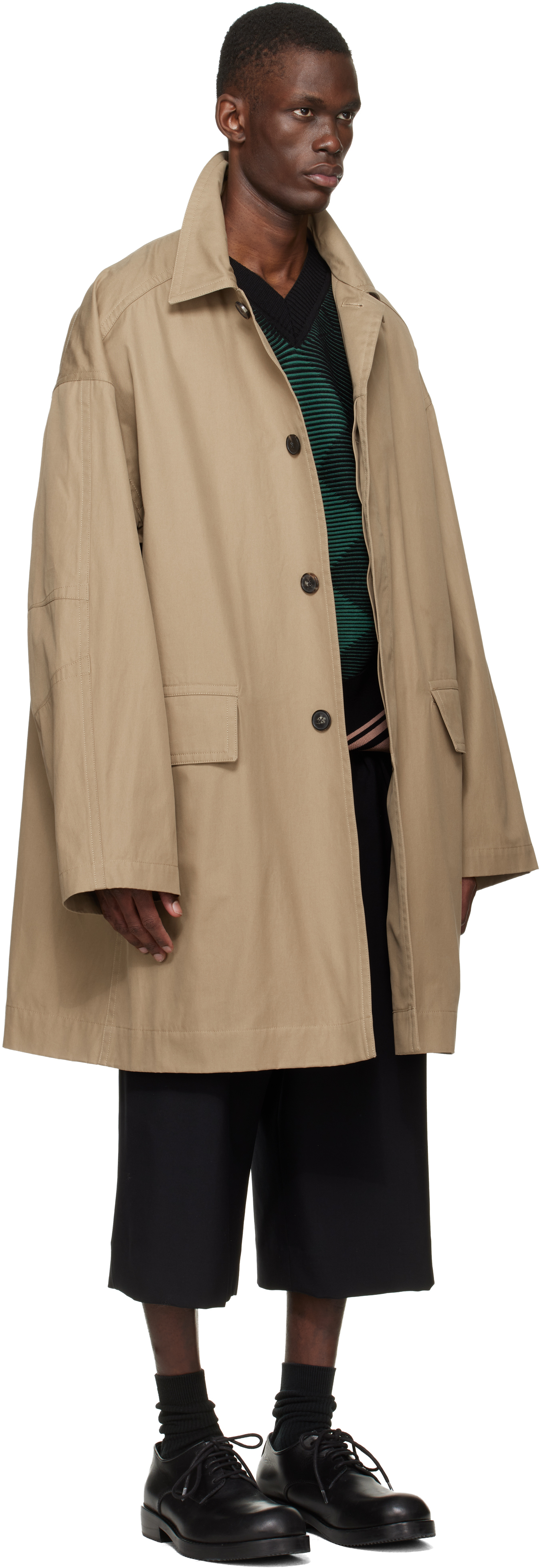 Beige Loose Cotton Mac Coat