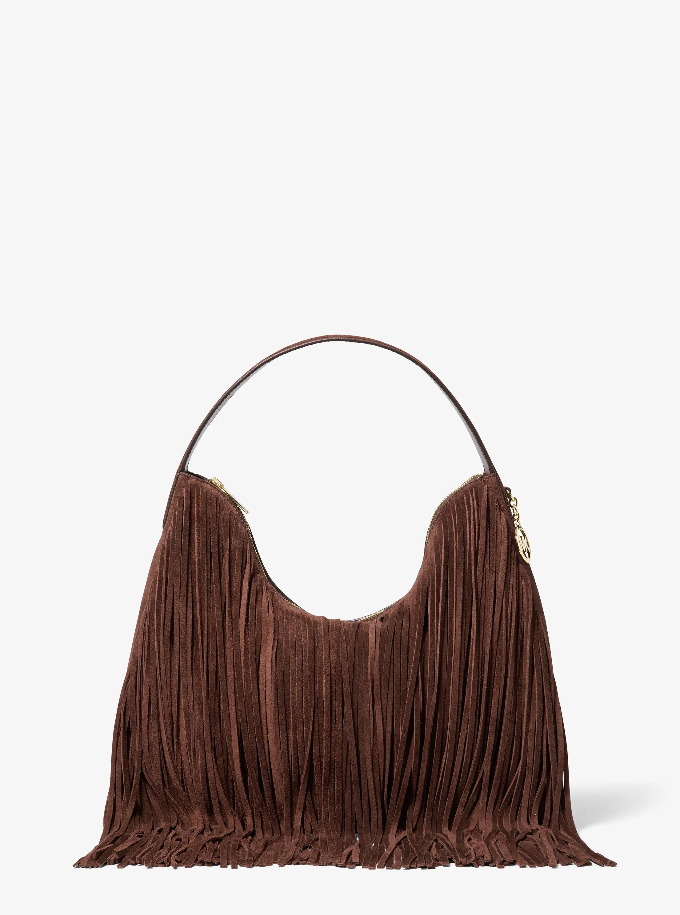 Nayla Medium Fringed Suede Hobo Shoulder Bag in Brown - One Size
