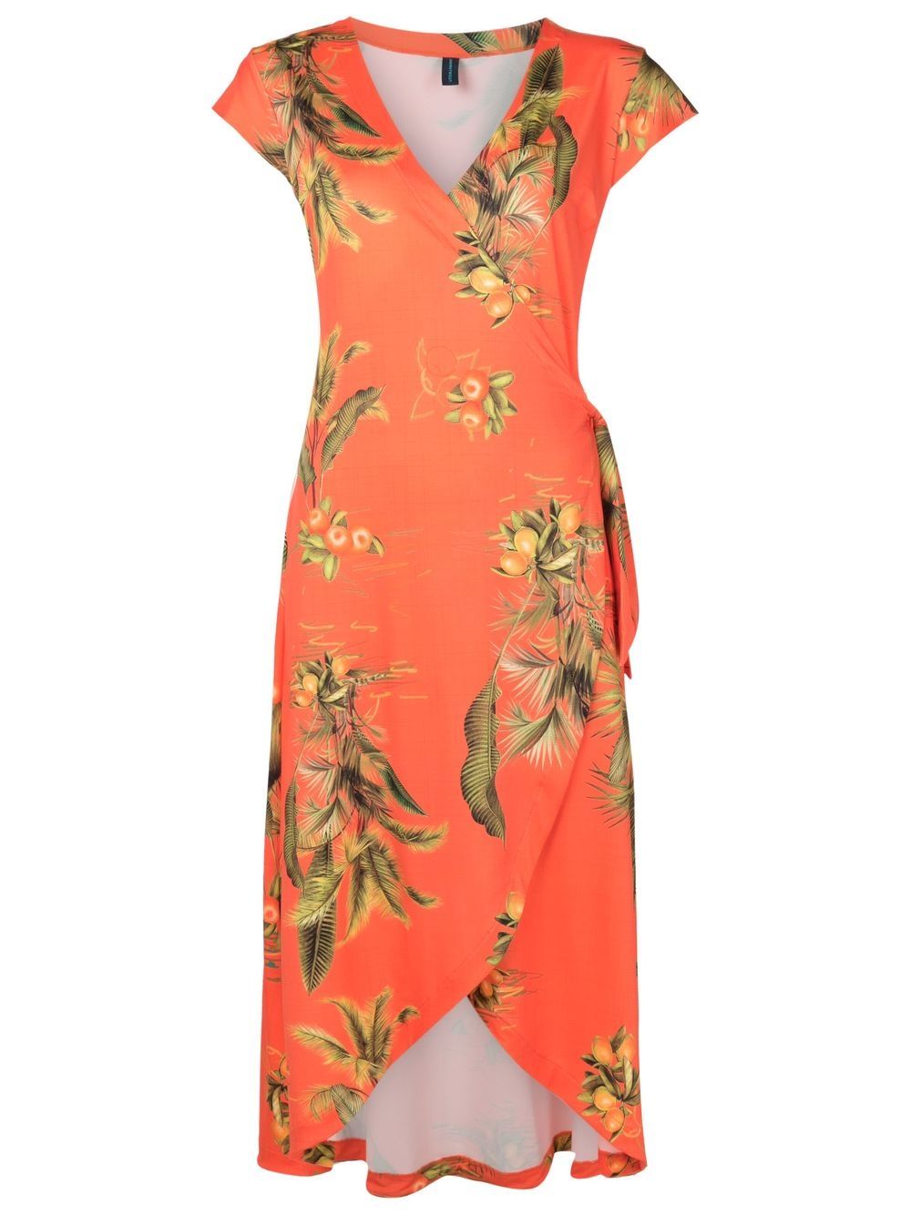 Floral-print wrap dress - Orange