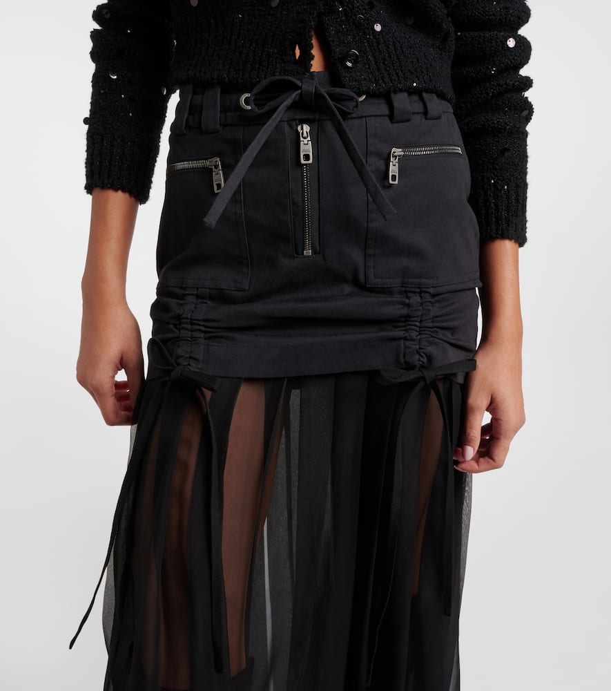 Silk and cotton midi skirt