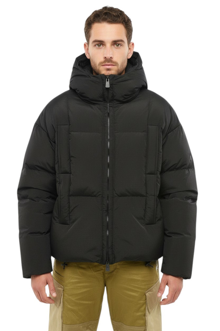 Black Quilted Hood Jacket
