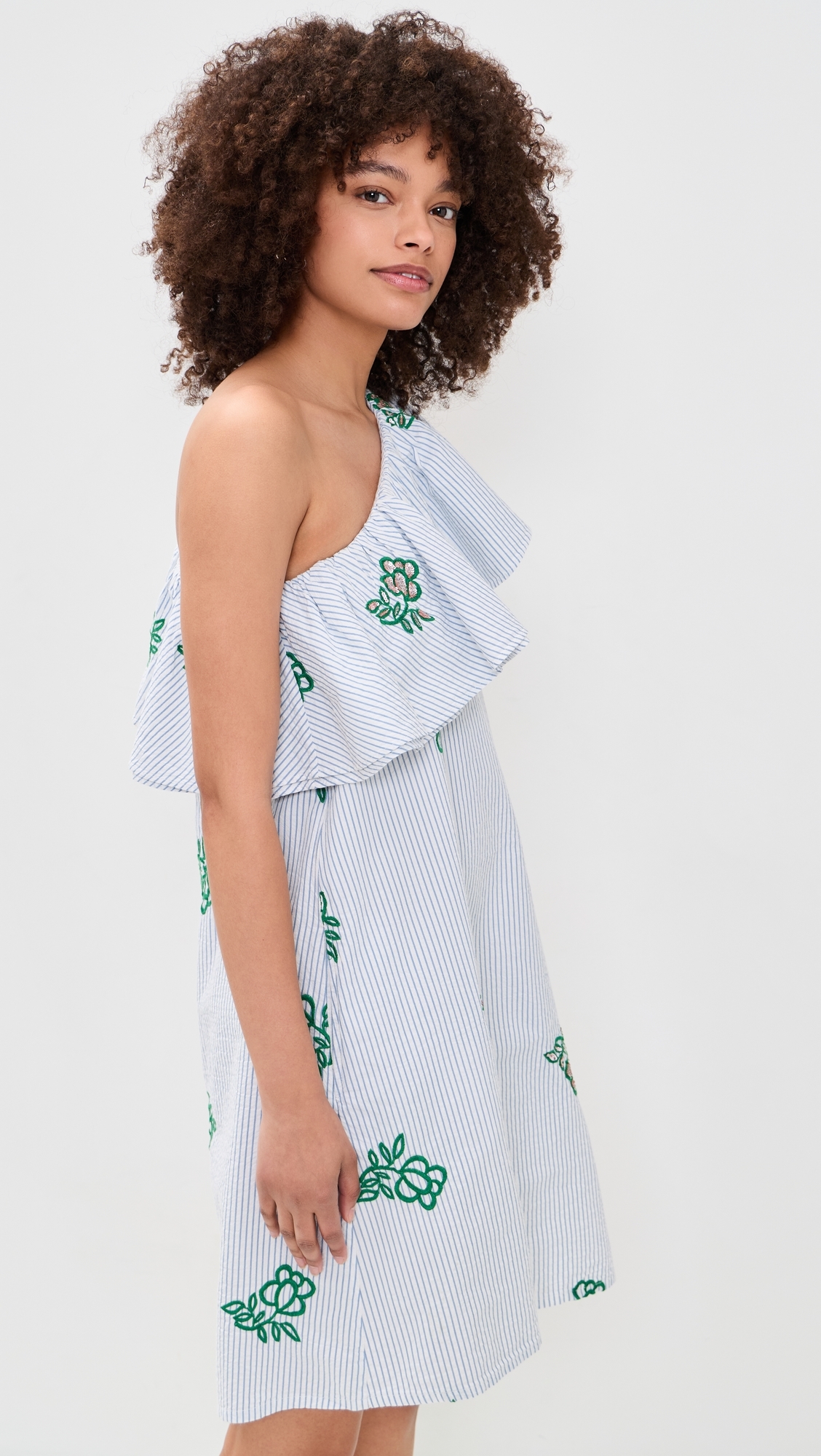 Jusjus Asymmetric Ruffle Dress Combo2 Off White