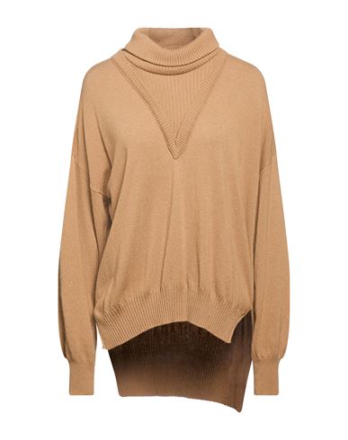 Woman Turtleneck Light brown Size L Viscose, Polyamide, Wool, Cashmere