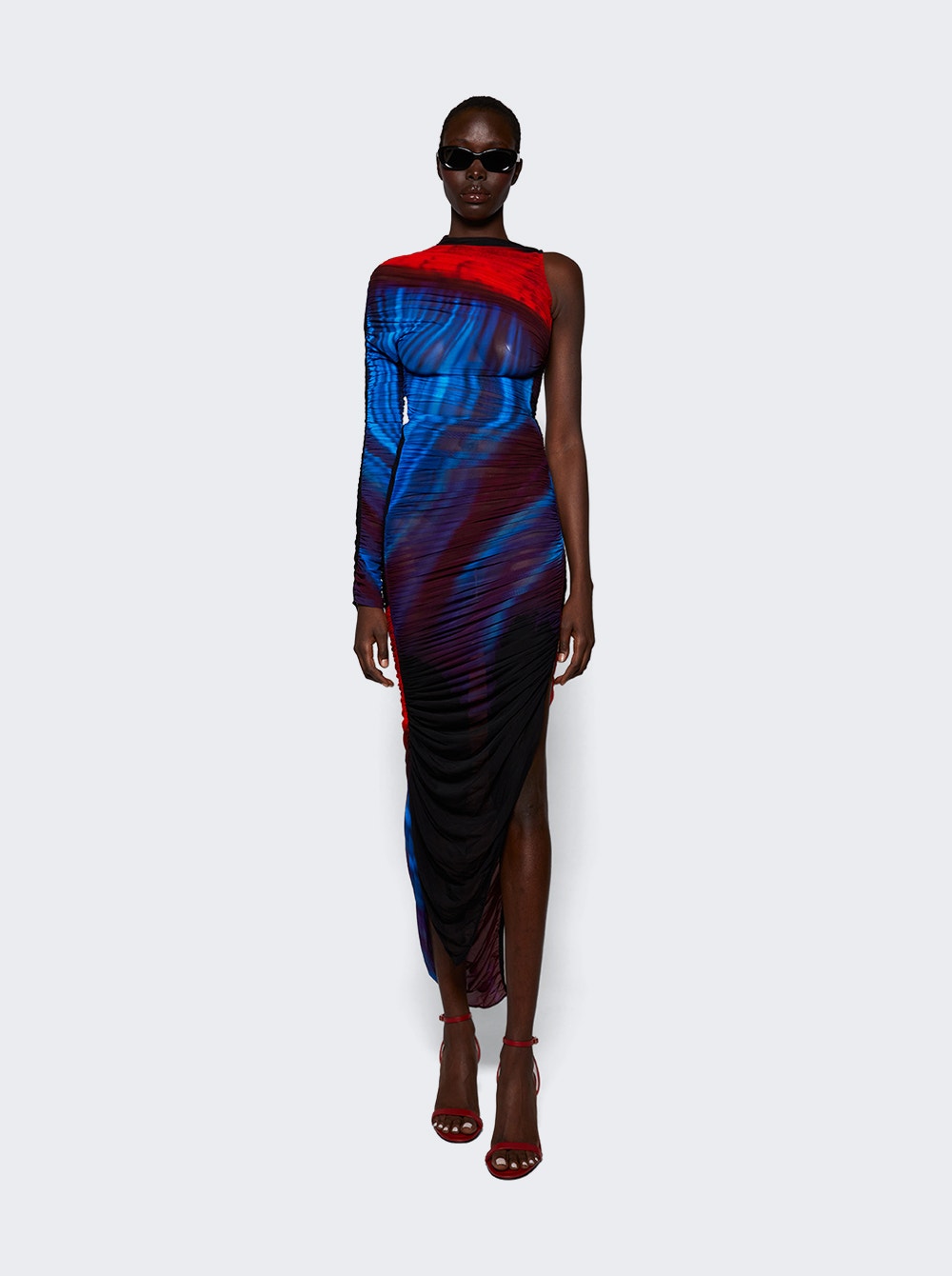 Asymmetrical pierced dress - Blue