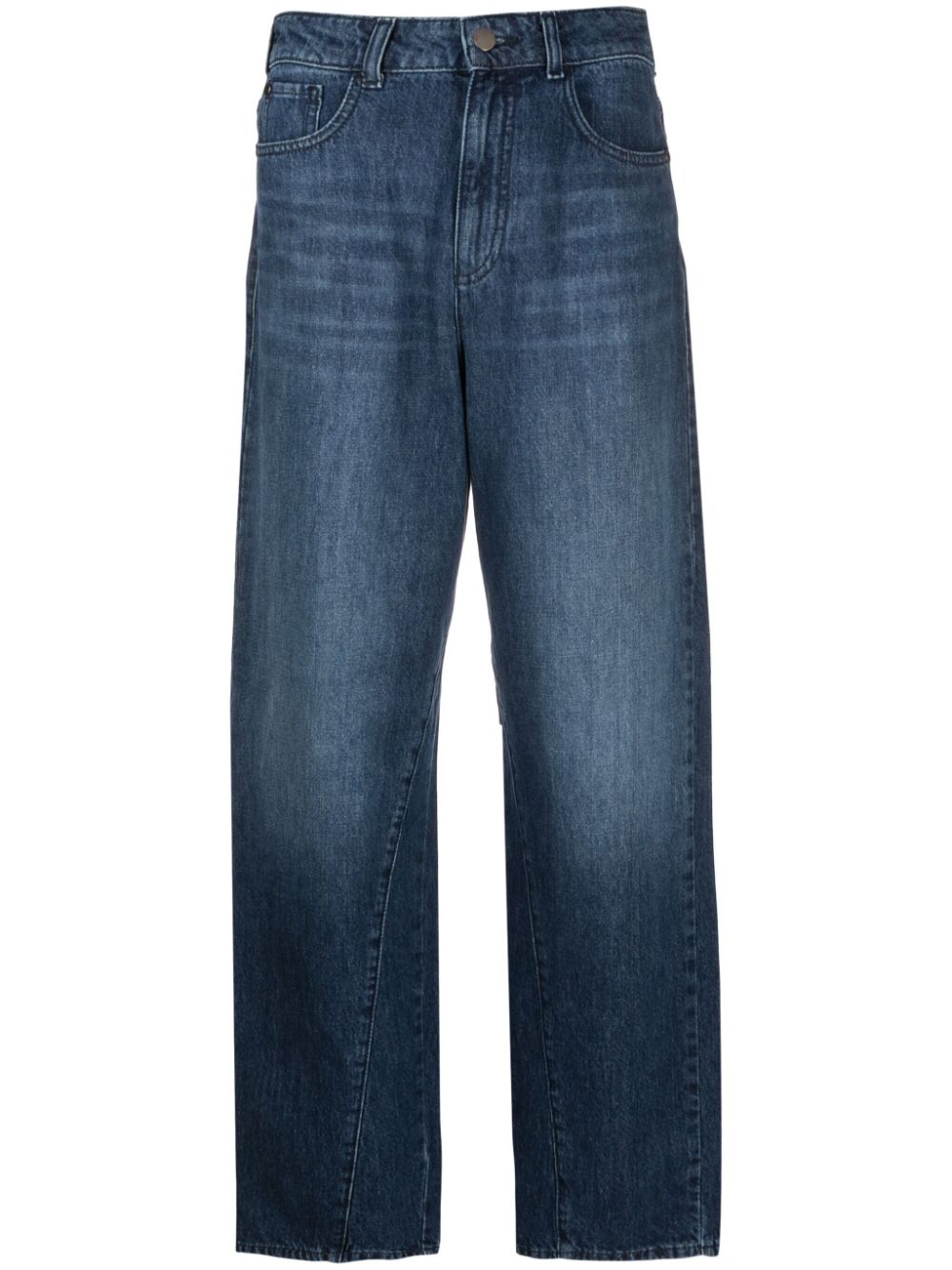 Wide-leg cropped denim culottes - Blue