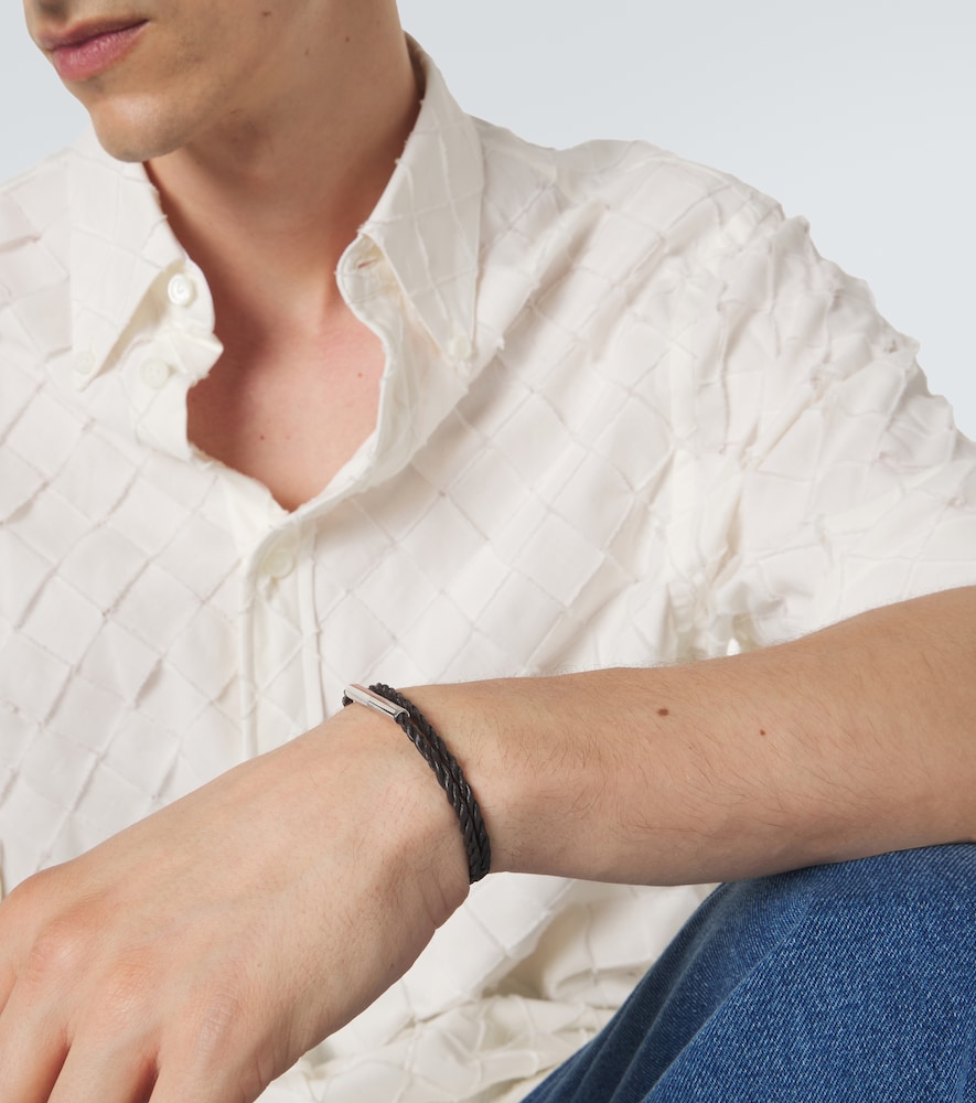 Leather sterling silver bracelet