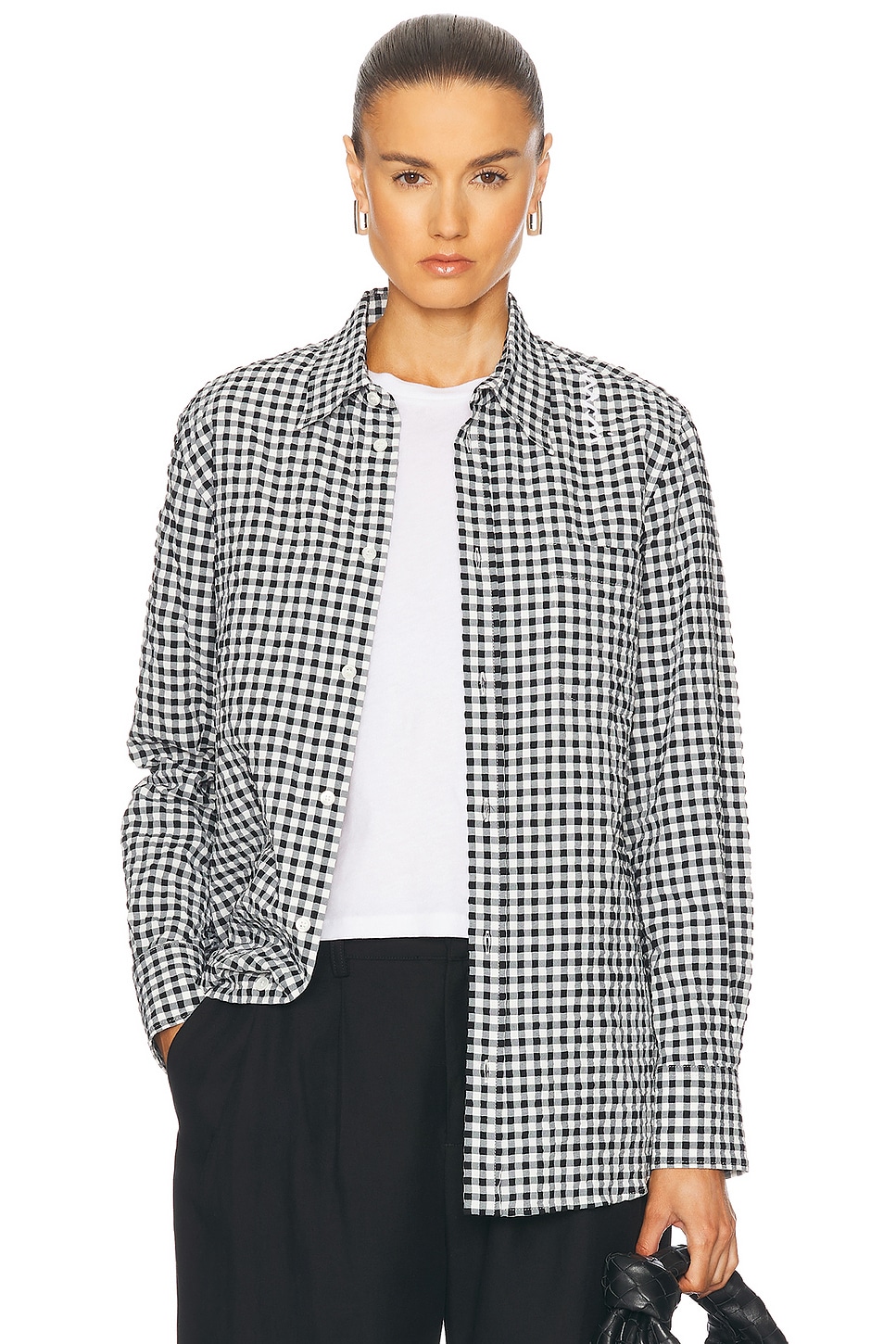 Marni Long Sleeve Button Up Top in Black - Black.  44 also in 38