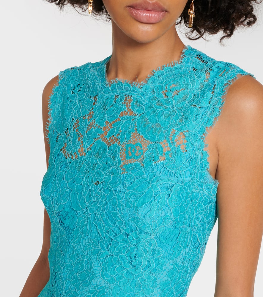 Cotton-blend lace midi dress