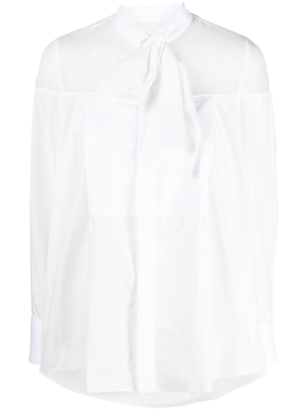 Attached-detail sheer-panels shirt - White