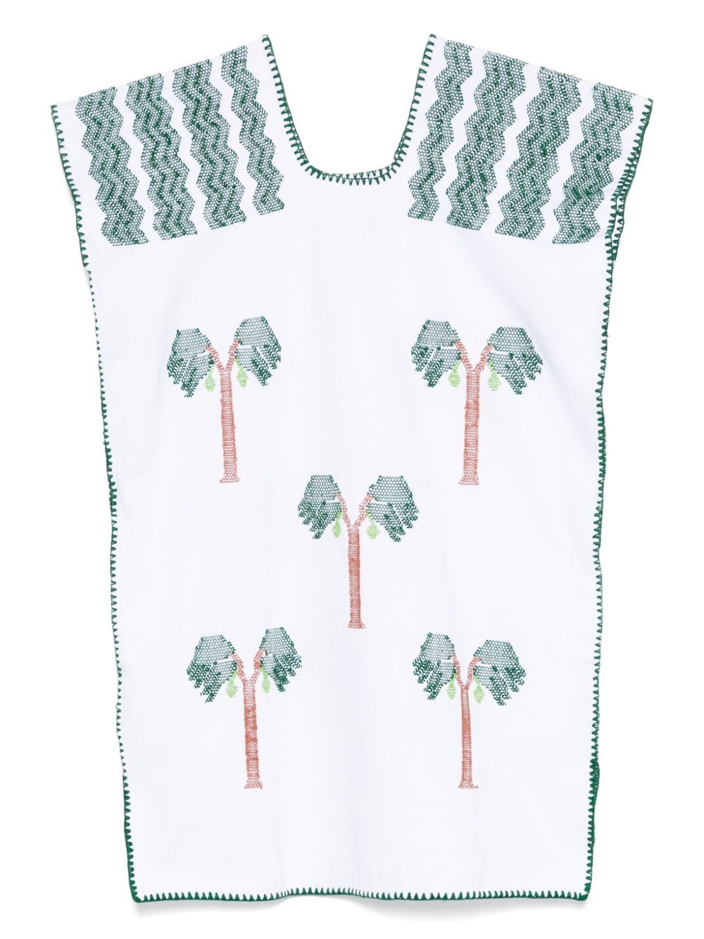 Palm-motif mini dress - White