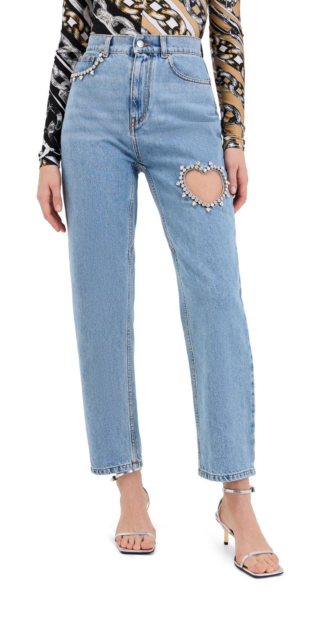 Crystal Heart Jeans Light Blue