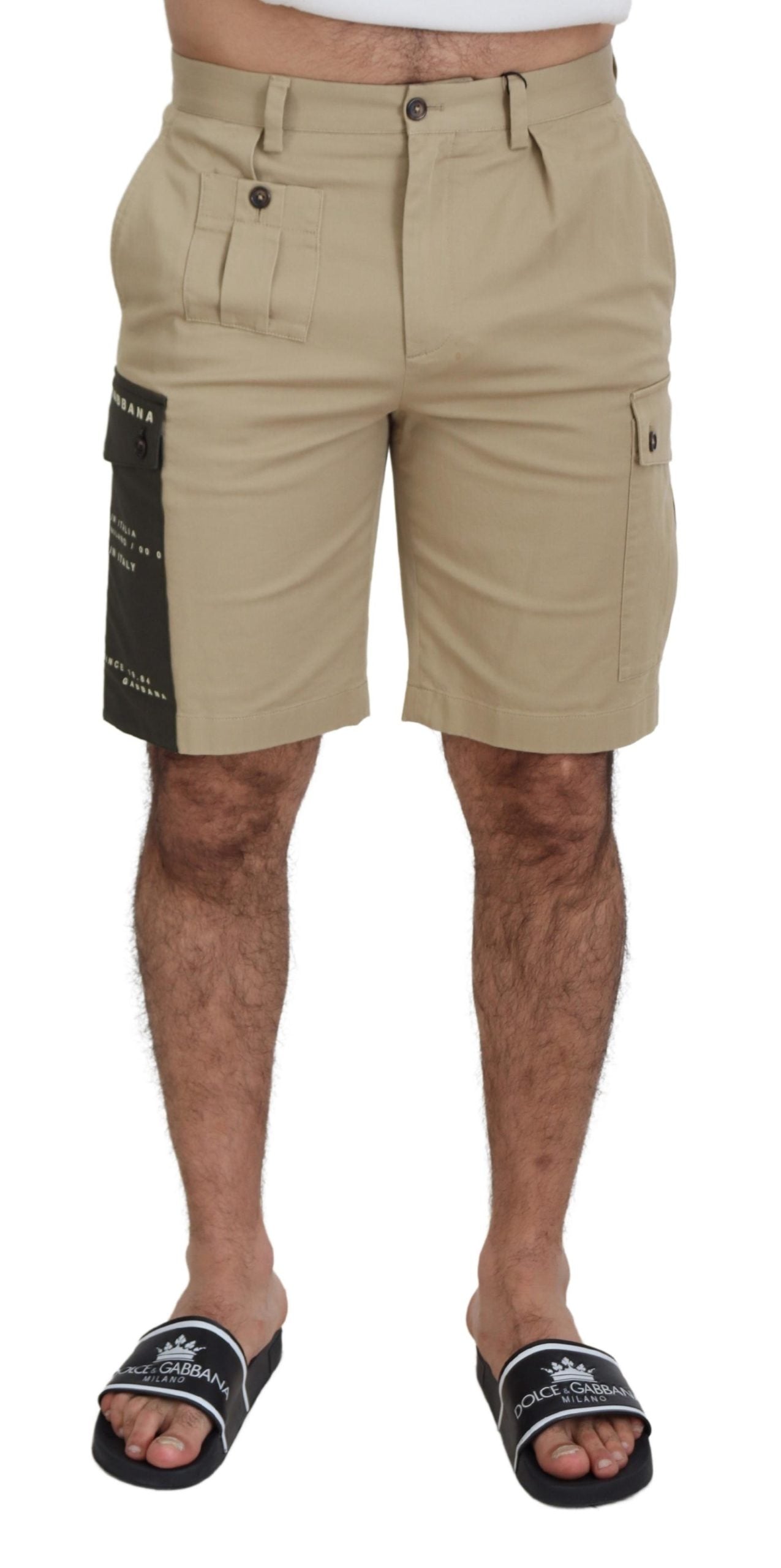 Cotton Cargo Cargo Shorts — Beige