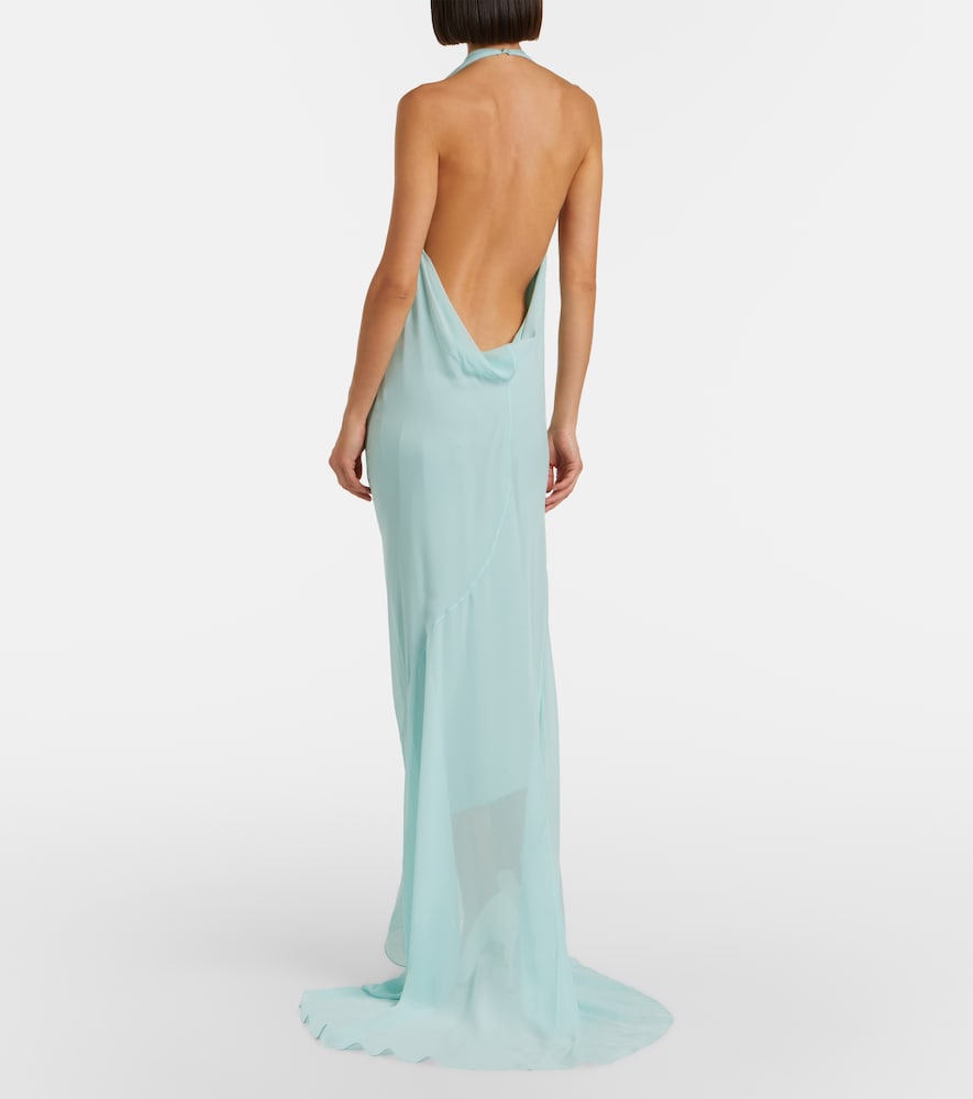 Draped sheer silk crêpe georgette gown