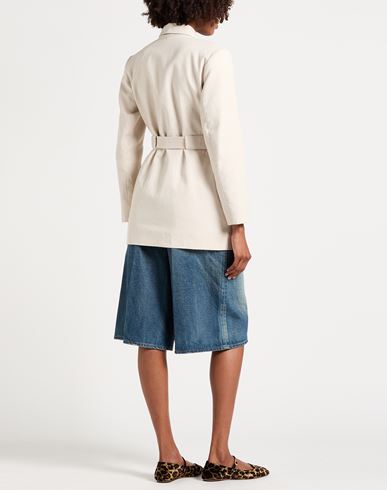 Woman Blazer Cream Size 4 Organic cotton, Linen