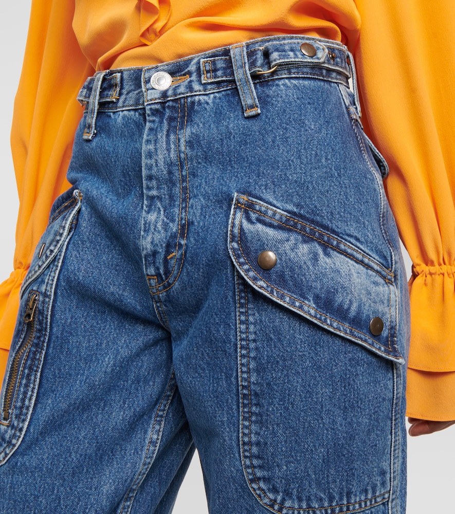 Racer high-rise tapered cargo jeans