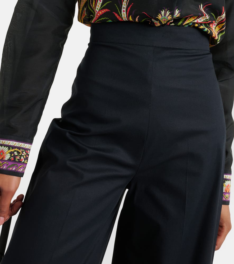 Printed cotton-blend flared pants