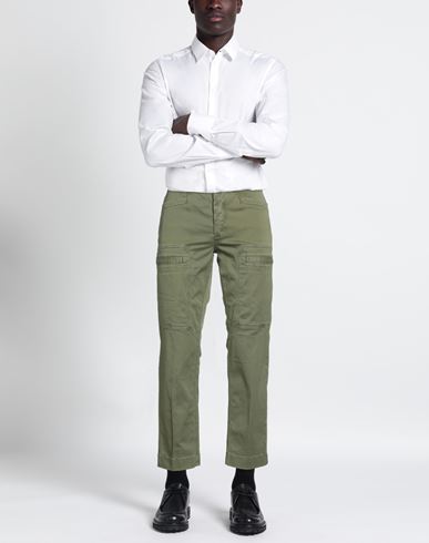 Man Pants Military green Size 33 Cotton, Elastane