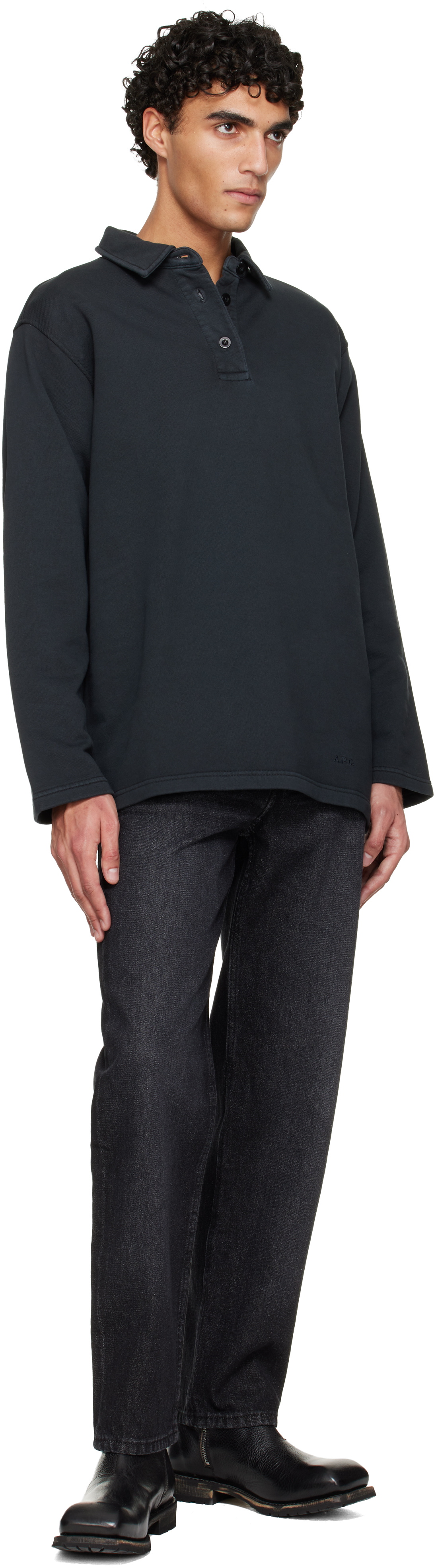 Black Long-Sleeve Polo