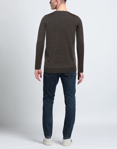 Man Sweater Dark brown Size 48 Merino Wool, Silk