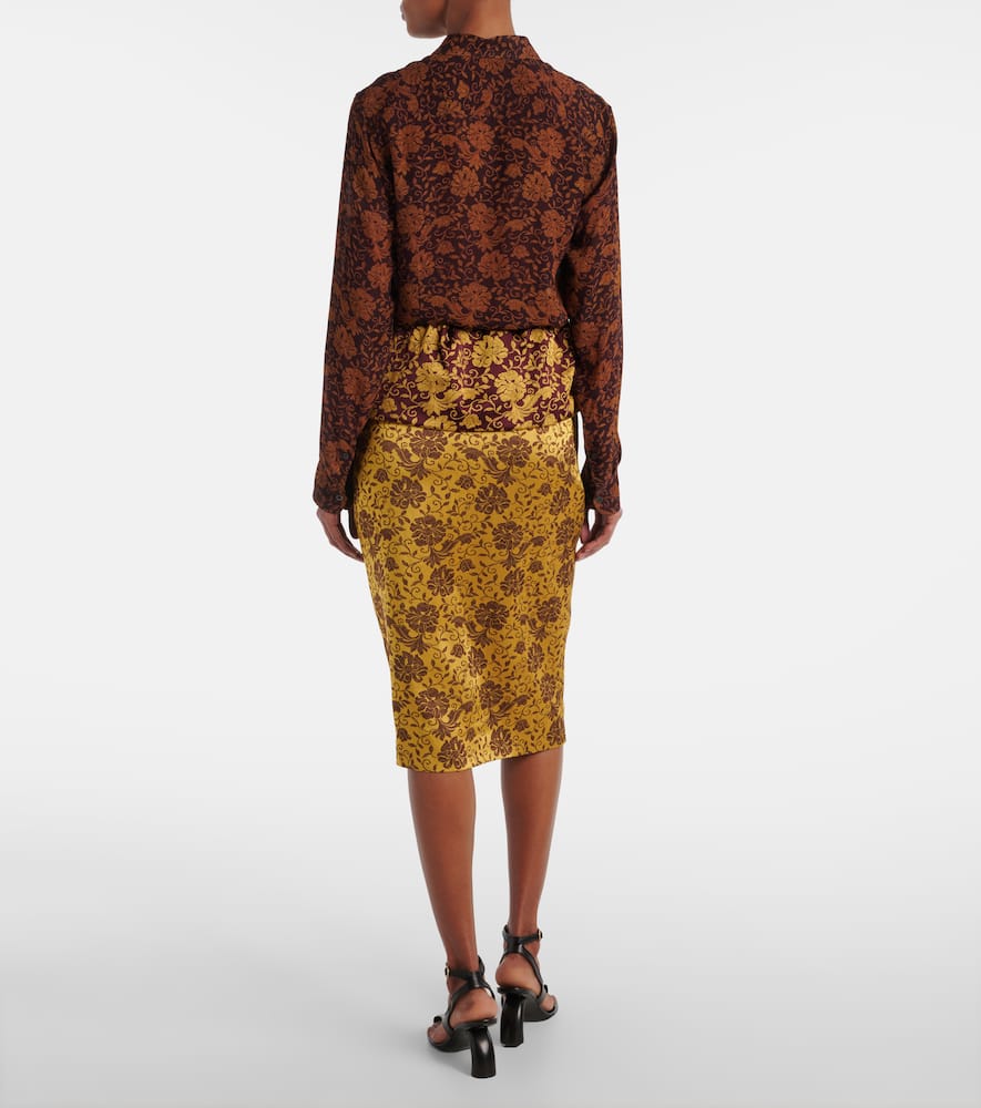 Floral ruffled midi skirt